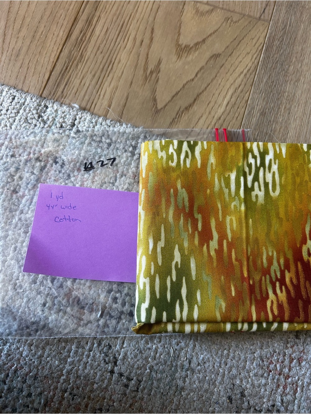 Golden Green Abstract Cotton Fabric
